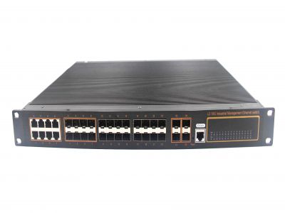 24千兆光 8千兆电 4个万兆sfp  万兆网管型机架式工业汇聚交换机